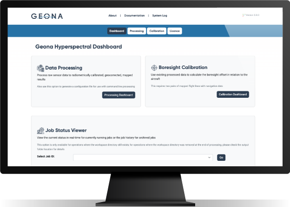 Geona Hyperspectral Processing Dashboard